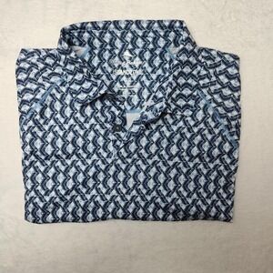 Tommy Bahama Polo Shirt Mens Large Blue IslandZone Fresco Geo Golf Stretch Work